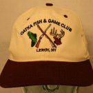 Oatka Fish & Game Club Leroy NY Souvenir snapback offwhite Dad trucker cap hat