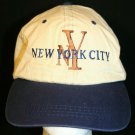 New York City NY Souvenir adjustable light tan blue bill Dad trucker cap hat