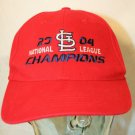 STL Cardinals 2004 Natl League Champions adjustable embroidered red Dad cap hat