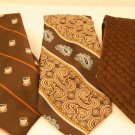 3 Tie Lot Don Doral John Carl's Lilly Dache Brown Blue Paisley Crests crafts