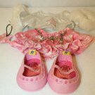 Build a Bear Workshop Pink skirt silver charm belt white star top pillow shoes