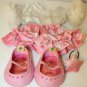 Build a Bear Workshop Pink skirt silver charm belt white star top pillow shoes