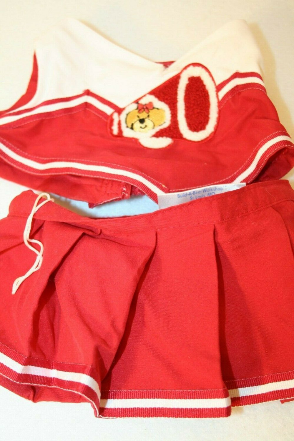 Build a Bear Workshop Red White Cheerleader Skirt Top Outfit Costume