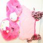 Build a Bear Workshop Hello Kitty pjs leopard print top fuzzy slippers Costume