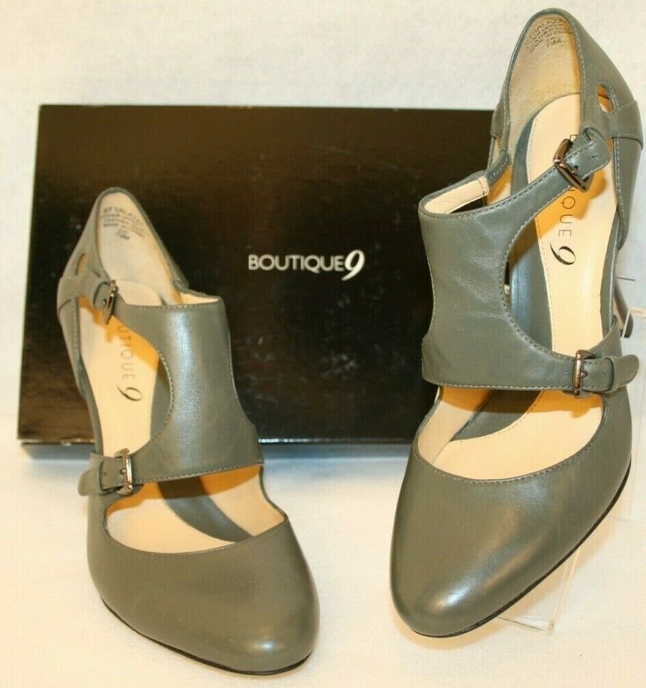 Boutique 9 Gray Round Toe Pumps Buckle Straps Women Shoes size 7.5 Never worn