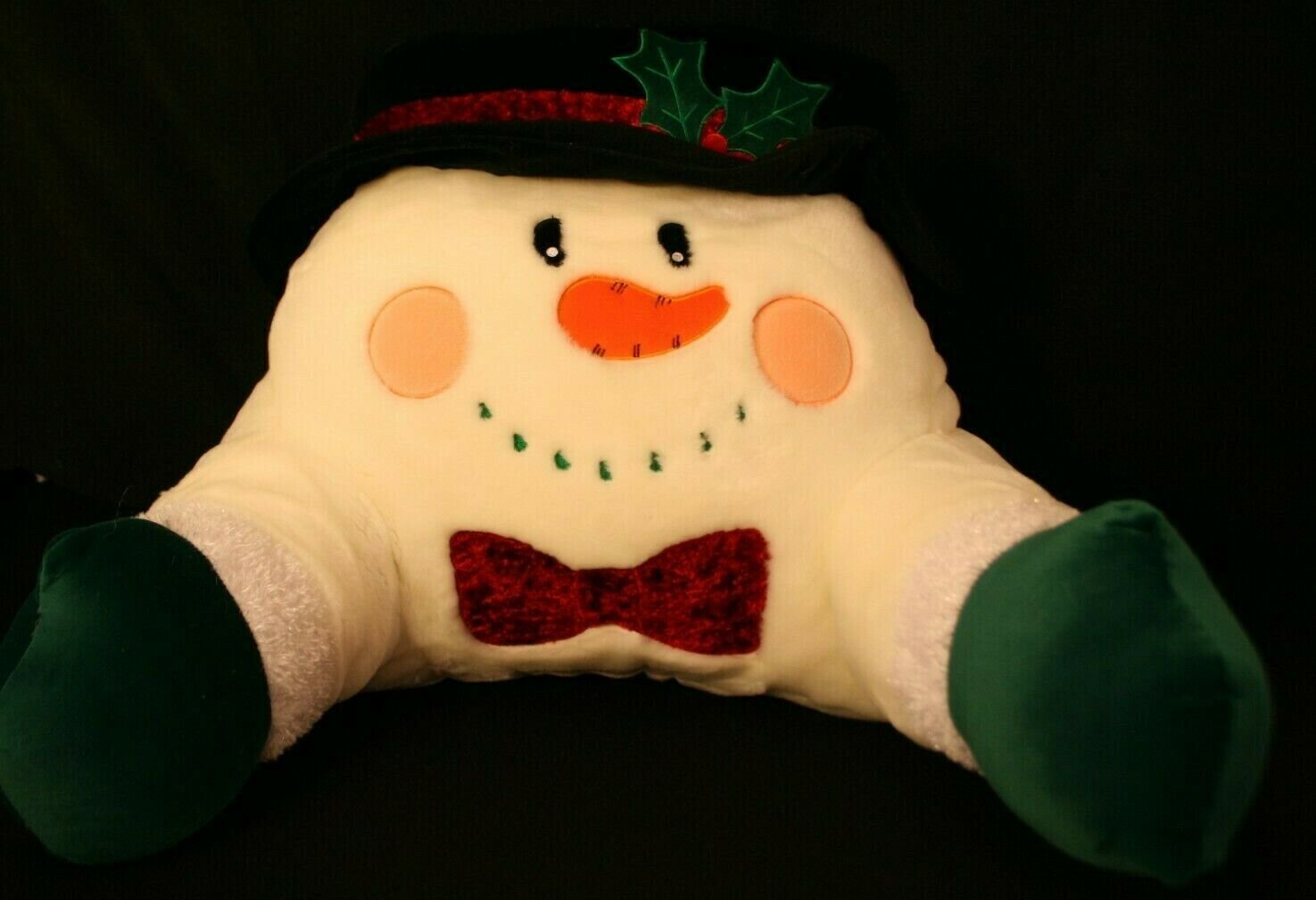 VTG 2002 Commonwealth Snowman Plush Backrest Bed Pillow W/Arm Rest & Pockets