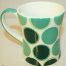 Harry & David Aqua Green Teal Circles Polka Dot Coffee/Tea Mug 2009
