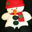 VTG Carlton Cards Heartwarmers Snowman 27" White Chenille Red Hat Scarf Plush
