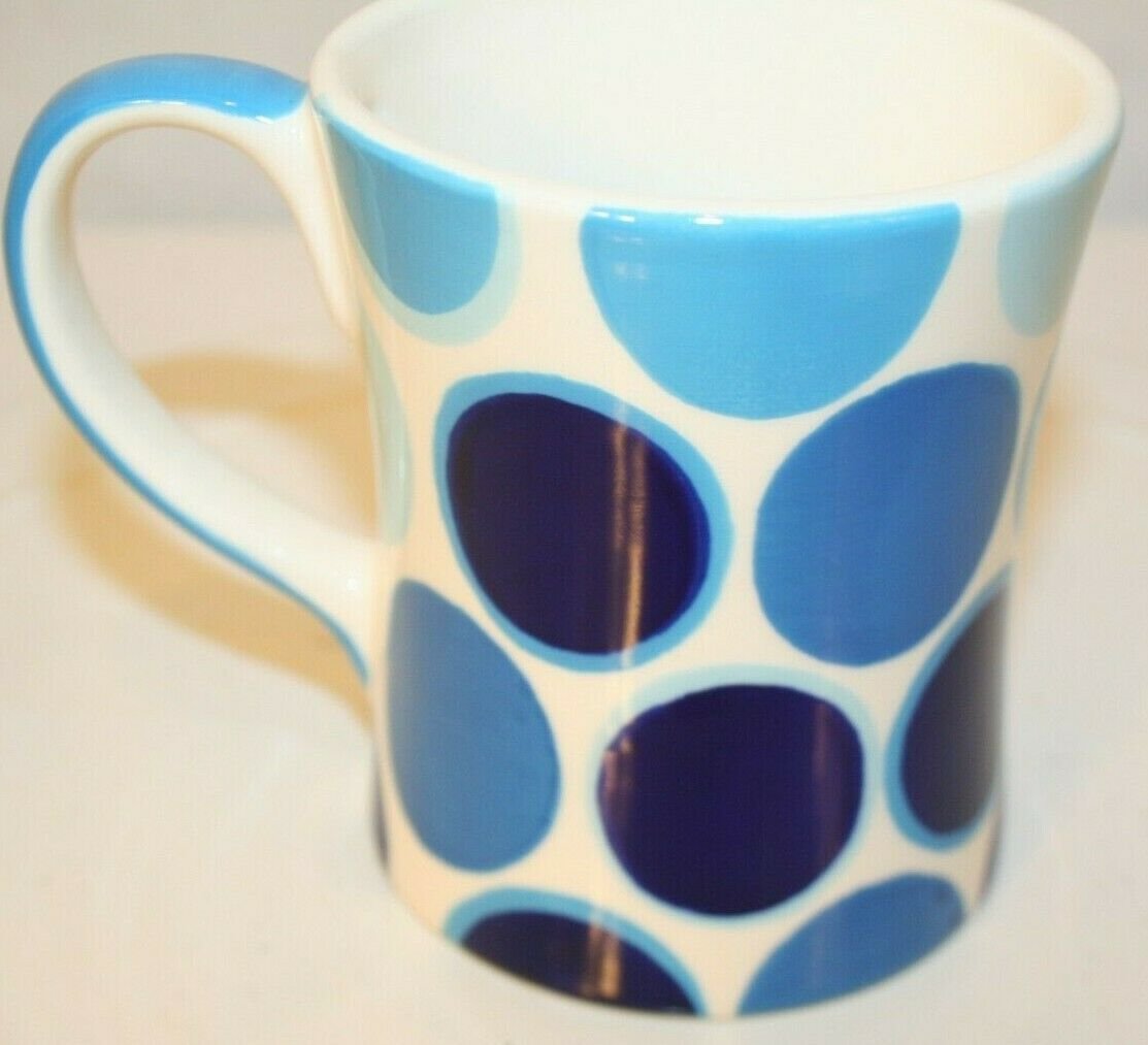 Harry & David Blue Aqua Green Teal Circles Polka Dot Coffee/Tea Mug 2009