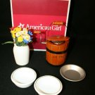 American Girl Addy's Ice Cream Maker Set Vase Flowers Bowl Pie Pan Crank