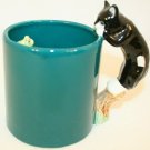 bergschrund Black Cat on stump Green Frog inside Teal Coffee Tea Mug Cup