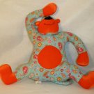 Pier 1 Paisley Monkey Ape LG 24" Plush Stuffed Animal Orange Teal Blue Red Pink