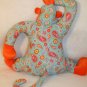 Pier 1 Paisley Monkey Ape LG 24" Plush Stuffed Animal Orange Teal Blue Red Pink