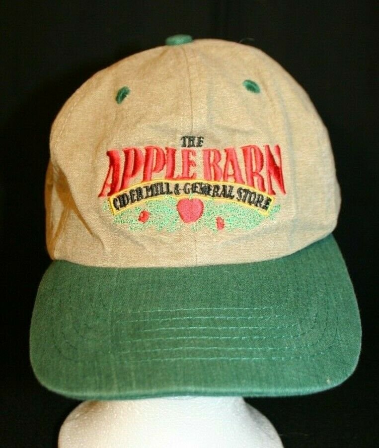 Apple Barn Cider Mill Gen Store Souvenir adjustable Dad cap hat khaki green red