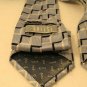Belisi Men's Light Dark Blue Silver Squares Geometric Neck Tie 100% silk