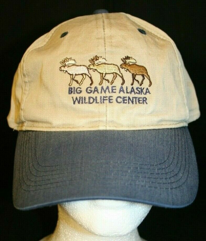 Big Game Alaska Wildlife Ctr Souvenir snapback Dad trucker cap hat khaki tan