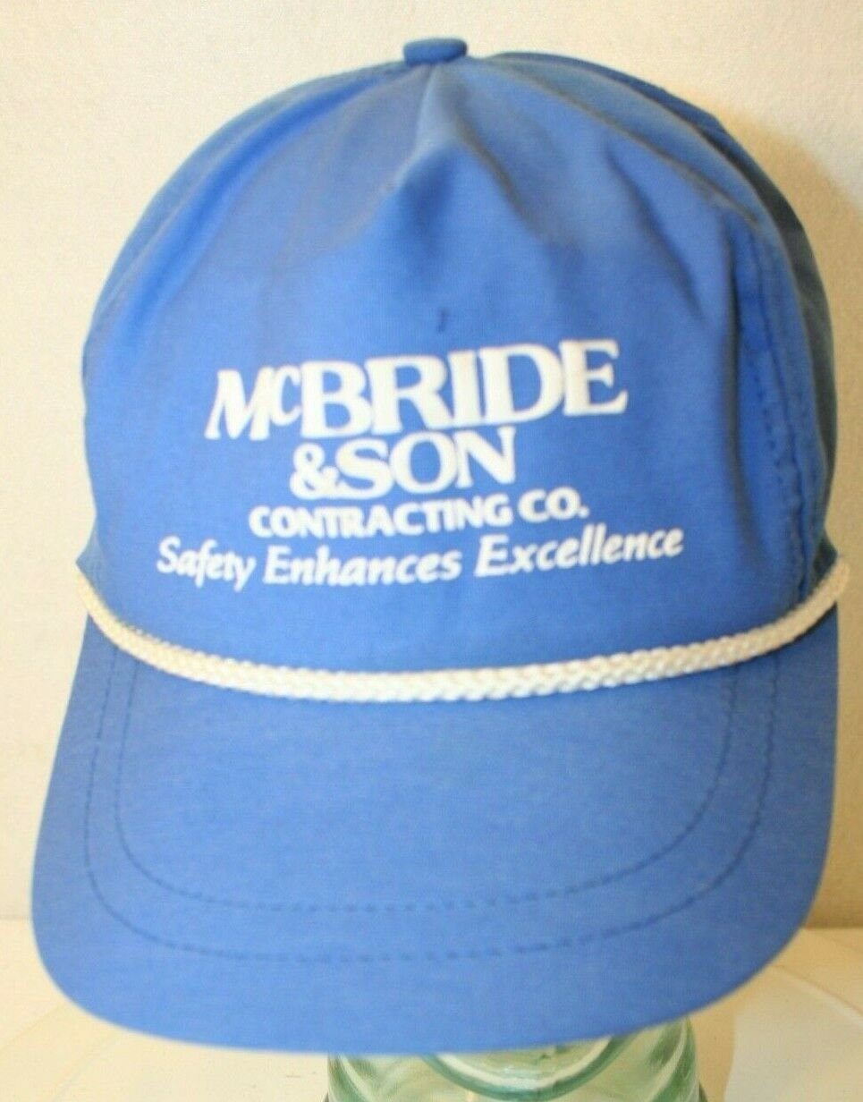 McBride & Sons Contracting Co Safety Blue White Snapback Dad Trucker Cap Hat