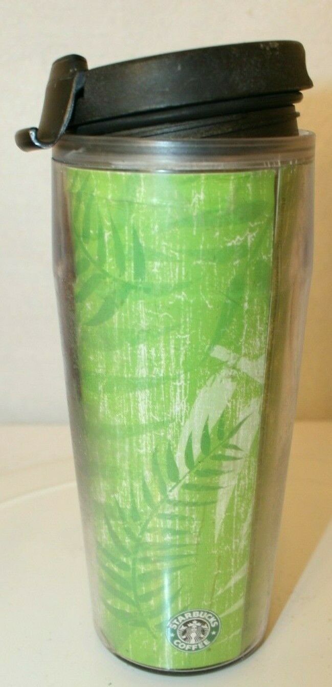 Starbucks 16 oz Palm Tree Leaves Plastic TravelTumbler Hot/Cold Coffee/Tea 04/05