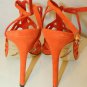B Brian Atwood Lorrina Orange Suede Open Toe Strappy Sandals Shoes size 7.5