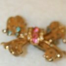 VTG Coro Butterfly Brooch Alias Pink Aqua Blue Teal Rhinestones Gold Tone