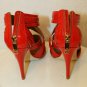 Tory Burch LIV-Patemt Calf Ladies RED Open Toe Sandals Shoes size 7.5 Zip-Back