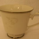 Seizan Fine China Carolyn 7906 Coffee Tea Cup Silver White Gray Flower