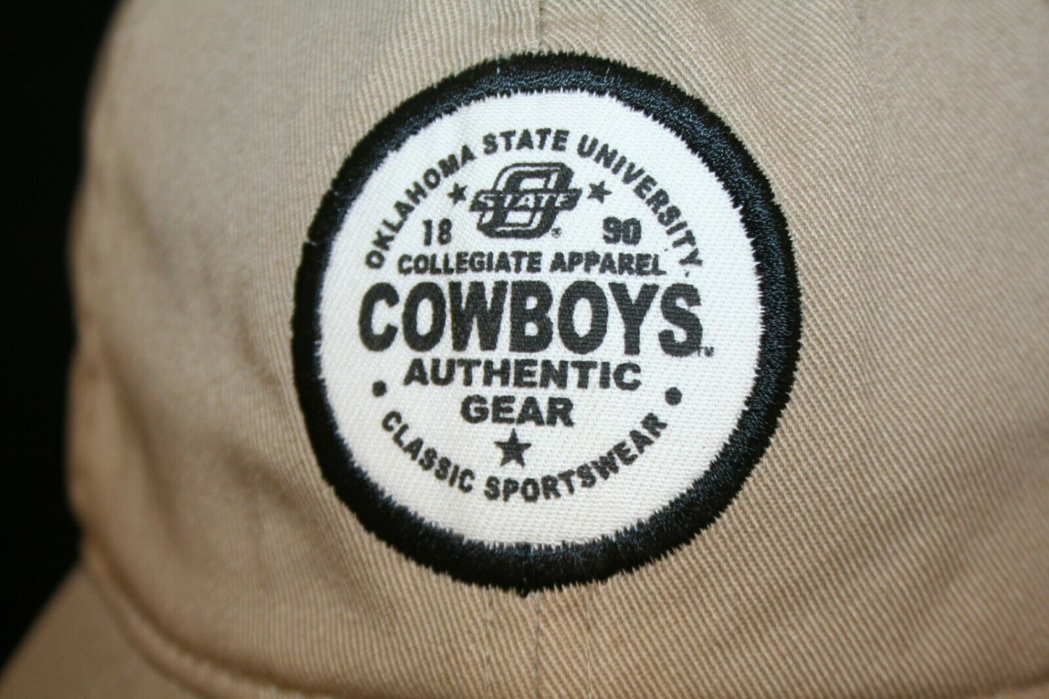 OK State University Cowboys Authentic Gear strapback Khaki Tan Cap Hat Patch