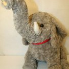 VTG FAO Schwarz 5th Avenue Gray Chenille Elephant Plush Stuffed Animal Red Bow