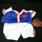 Build a Bear Workshop #1 Red White Blue Baseball shirt shorts Outfit with glove