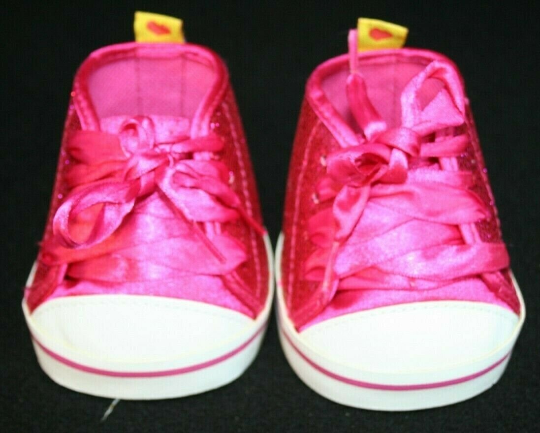 Build a Bear Workshop Pink Sparkly Glitter high top sneakers tennis shoes laces