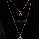 Excellent  refined triangle beautifully silver 2 rows necklace