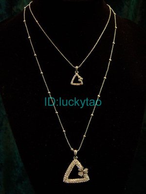 Excellent  refined triangle beautifully silver 2 rows necklace
