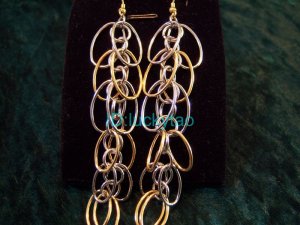 stunning exquisite beautiful silver golden earrings pair