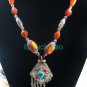 China Tibet Silver Amber Featured Necklace