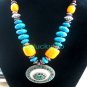 China Tibet Character  Colorful  beads silver necklace