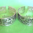 china character Miao silver bracelets pair