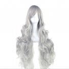 80cm Long Curly Hair Blonde Gray Party Cosplay Wig