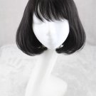 Women Synthetic Bob Wig With Flat Bangs Black Brown Short Curly Hair Cosplay