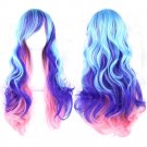 70cm Long Curly Pink Blue Green Colorful Synthetic Hair Full Party Hairpiece Cosplay Wigs
