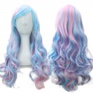 Women Hair Ombre Color High Temperature Fiber Wigs Pink Blue Synthetic Hair Cosplay Wig