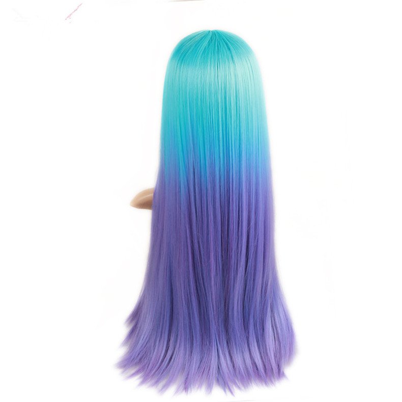 Ombre Wig Blue to purple 26inch Heat Resistant Synthetic Hair Long ...