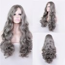 long wavy dark grey wig cosplay women heat resistant hair synthetic wigs