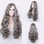 long wavy dark grey wig cosplay women heat resistant hair synthetic wigs