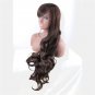 80 cm long brown wig cosplay women heat resistant long hair wavy synthetic wigs with bangs