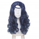 Female's Blue Black Mix Wavy Long Central Part Braid Styled Synthetic Hair Party Cosplay Full Wigs