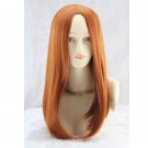 Medium Long Straight Cosplay Brown Orange 50 Cm Synthetic Hair Wigs