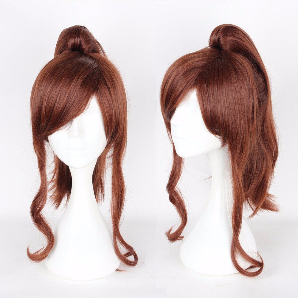 40CM Medium Curly Brown Color heat Resistant Synthetic One Ponytails hair  WIG