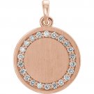 14K Rose 1/5 CTW Diamond Engravable Pendant