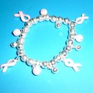Cancer Charm Bracelet  Pink Pearls