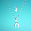 Pink Ribbon Necklace Set